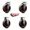 Service Caster 6'' High Temp Glass Filled Nylon Caster Set w/Roller Bearing 2 Swivel 2 Rigid, 4PK SCC-20S620-GFNRHT-2-R-2 - alternate 2